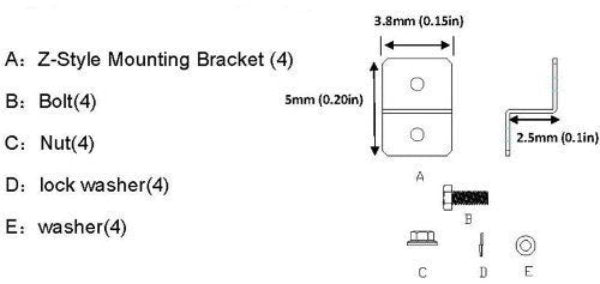 Solar Panel Z Brackets Mounting Kit, 4PCS Aluminum Set for RV Boats Off Grid Roof